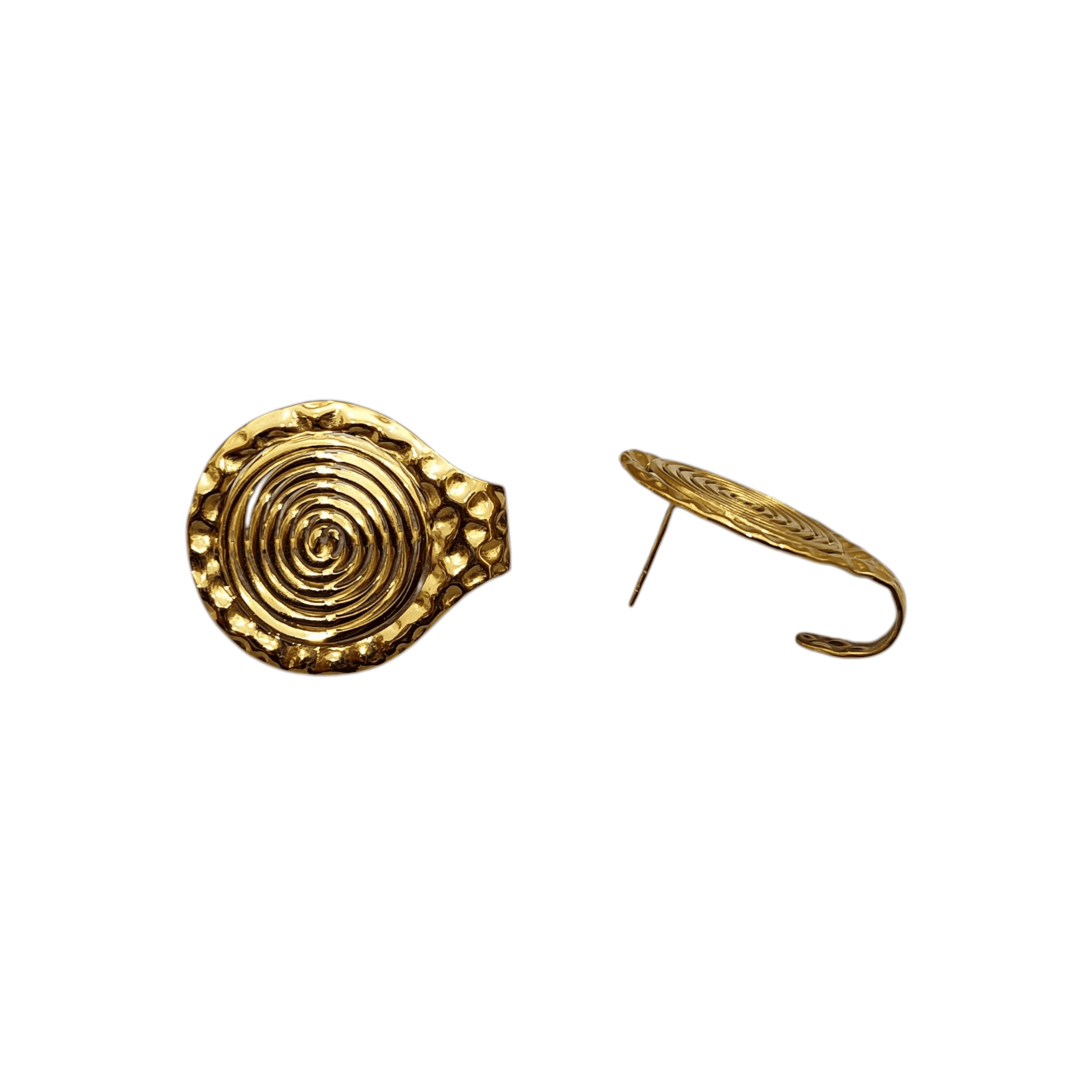 Χρυσά Σκουλαρίκια με Ανάγλυφα Σπιράλ - Image 2