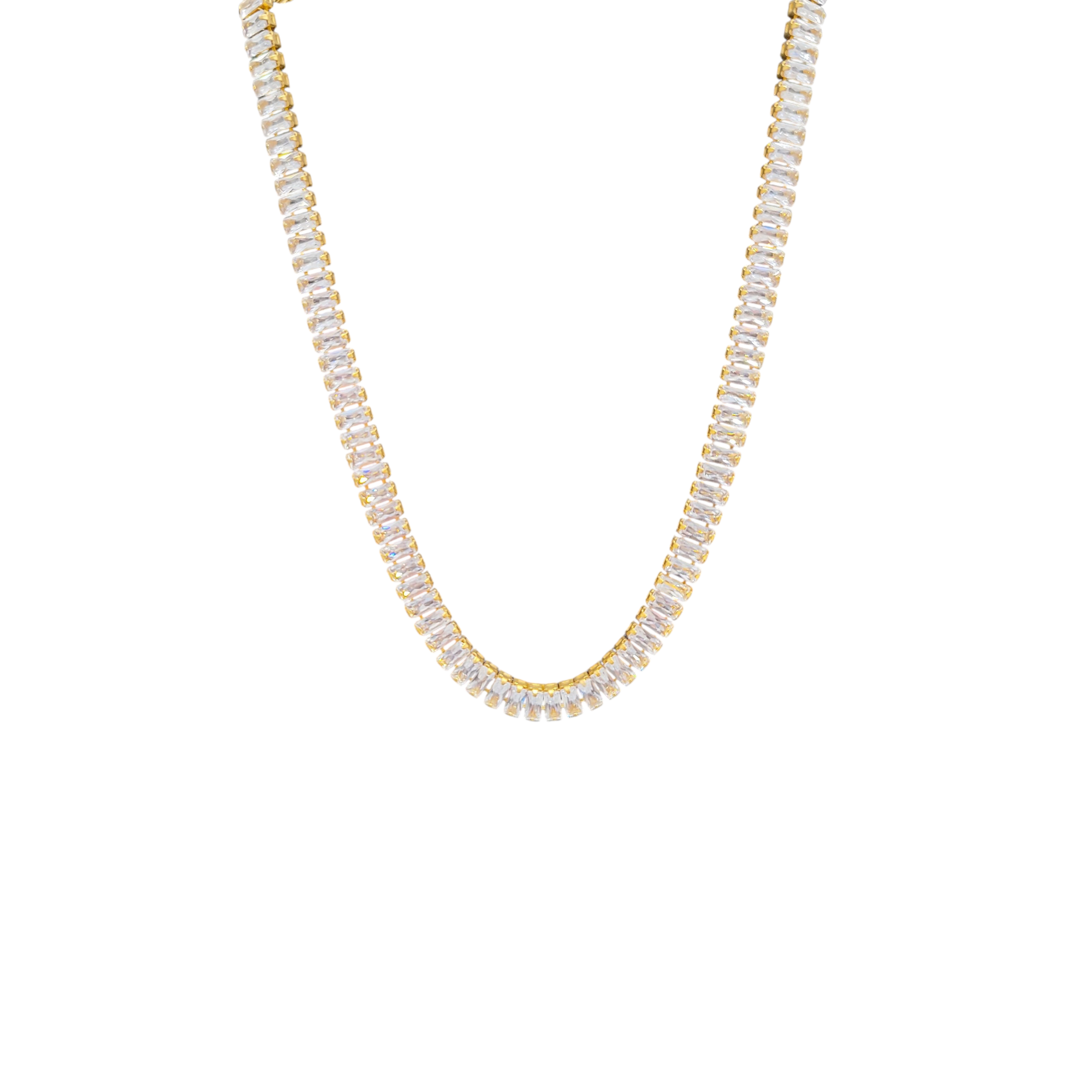 Κολιέ Tennis με Τετράγωνους Λευκούς Κρυστάλλους