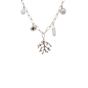 Ασημένιο Κολιέ με Θαλασσινά Στοιχεία και Μαργαριτάρια
