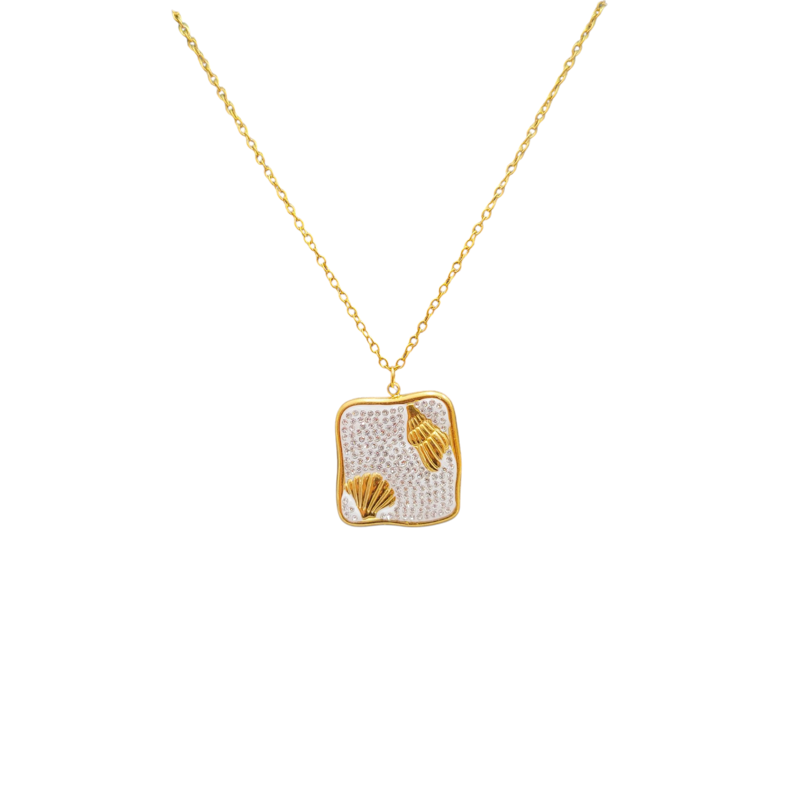 Χρυσό Κολιέ με Κοχύλια και Κρύσταλλα