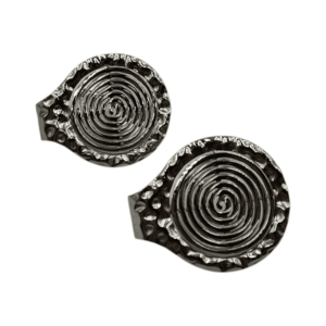 Ασημένια Σκουλαρίκια με Σπιράλ Σχέδιο και Σφυρήλατη Υφή