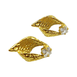 Χρυσά Σκουλαρίκια με Ζιργκόν – Ανάγλυφο Σχέδιο, Elegant & Πολυτελή