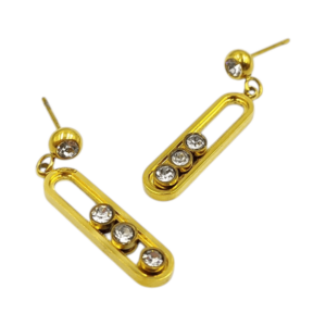 Χρυσά Σκουλαρίκια Μακρόστενα με Κρύσταλλα – Minimal & Elegant