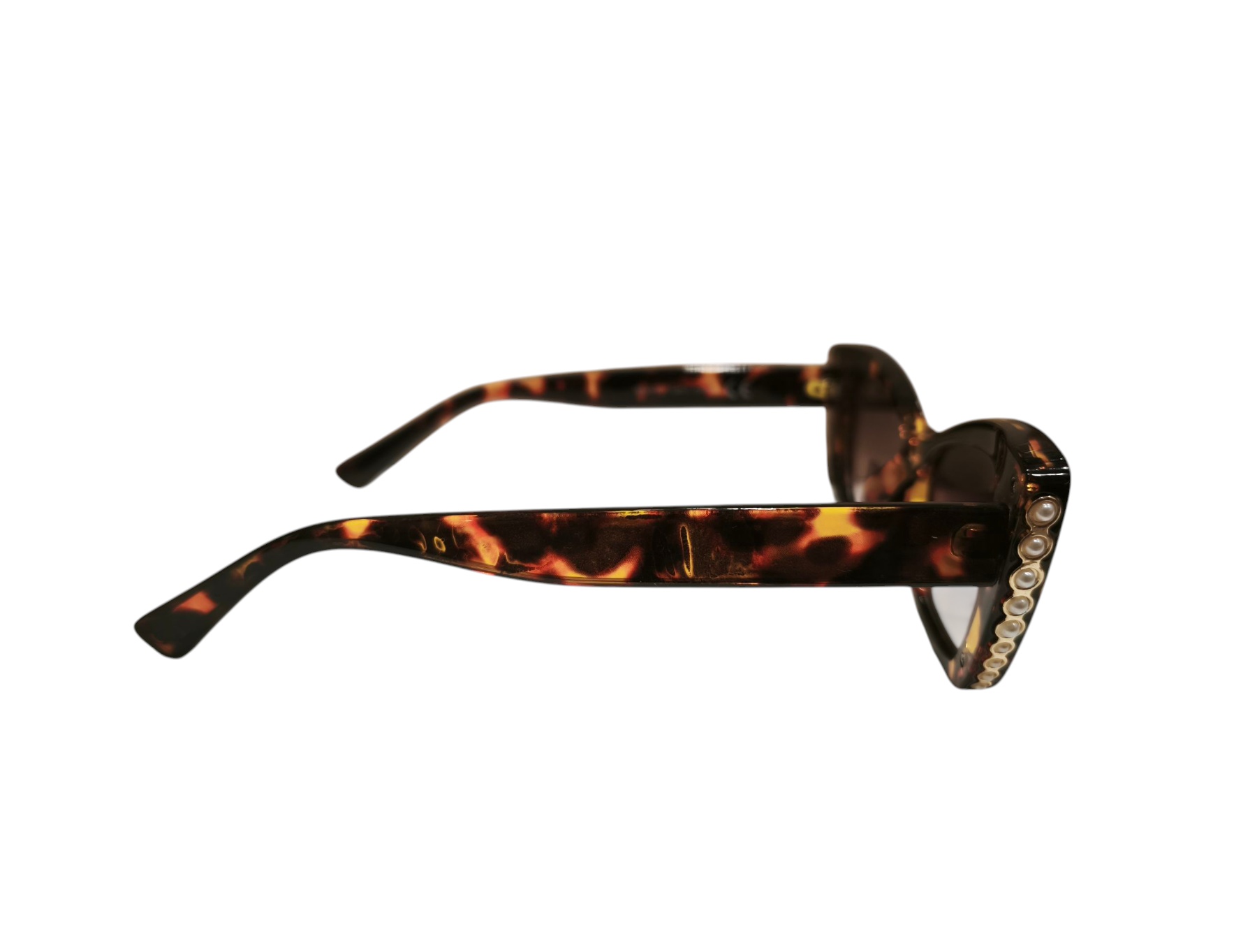 Γυαλιά Ηλίου Καφέ Cat-Eye με Πέρλες - Image 2