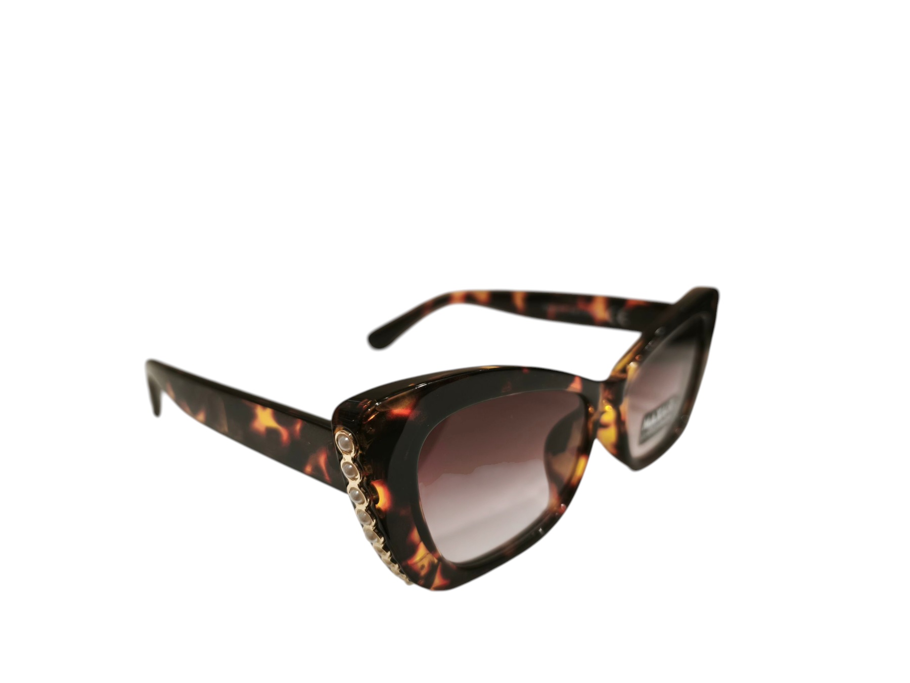 Γυαλιά Ηλίου Καφέ Cat-Eye με Πέρλες - Image 3