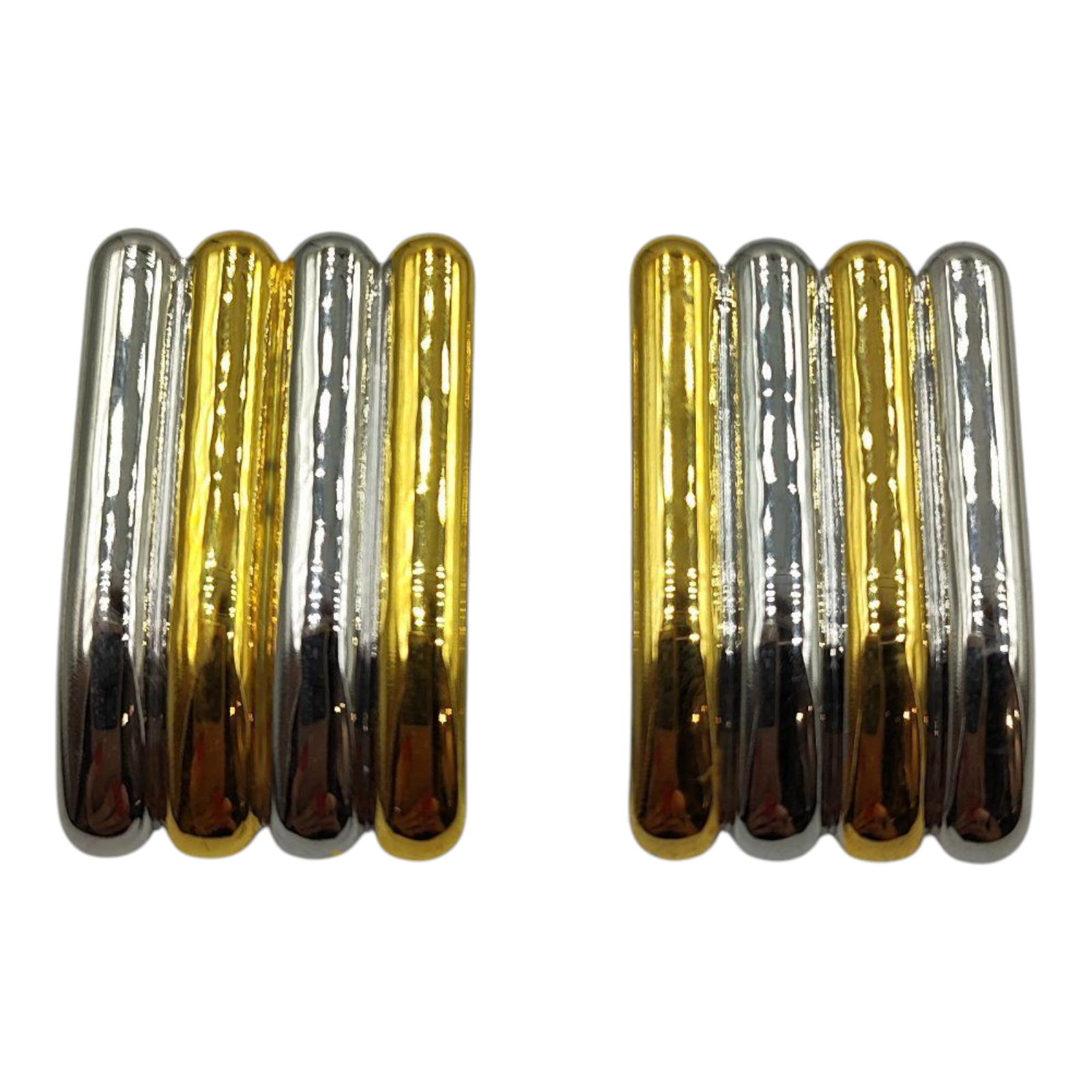 Δίχρωμα Σκουλαρίκια "Parallel Bars" σε Χρυσό και Ασημί