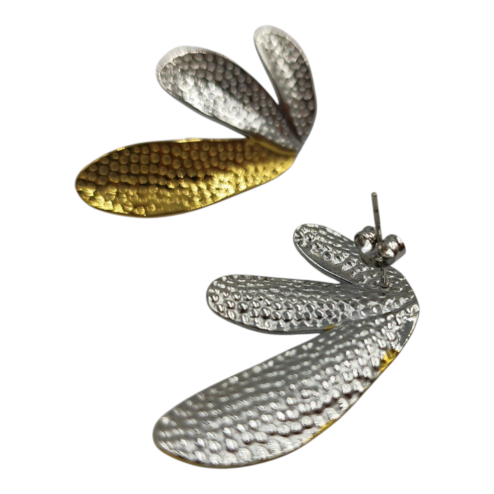 Δίχρωμα Σφυρήλατα Σκουλαρίκια "Πέταλα" - Image 2