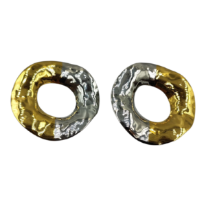 Σκουλαρίκια Δίχρωμα Χρυσό & Ασημί – Ανάγλυκοι Κρίκοι Statement