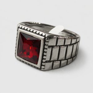 Δαχτυλίδι Royal Red Stone – Ανδρικό Ατσάλινο Δαχτυλίδι