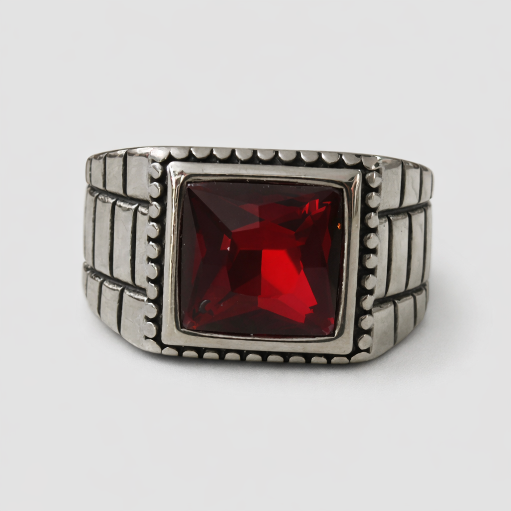 Δαχτυλίδι Royal Red Stone – Ανδρικό Ατσάλινο Δαχτυλίδι 20 - Image 2