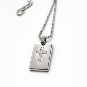 Κολιέ Silver Cut-Out Cross – Ανδρικό Ατσάλινο Κολιέ με Σταυρό