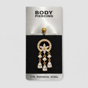 Piercing Αφαλού Gold Crystal Floral Chandelier