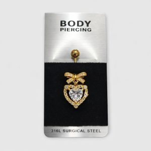 Piercing Αφαλού Gold Bow Heart Crystal