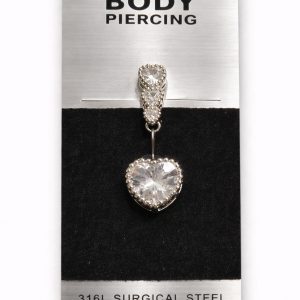 Piercing Αφαλού Silver Double Heart Drop