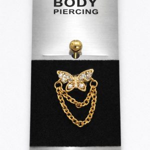 Piercing Αφαλού Gold Butterfly Chains