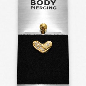 Piercing Αφαλού Gold Crystal Heart