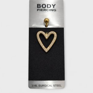 Piercing Αφαλού Gold Open Heart Crystal