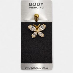 PIERCING ΑΦΑΛΟΥ Golden Butterfly Crystal
