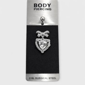 Piercing Αφαλού Crystal Bow Heart