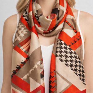 Φουλάρι Satin GeoPrint Terracotta