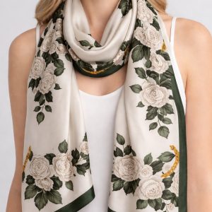 Φουλάρι Satin Botanical Ivory