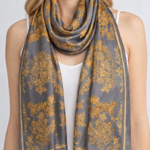 Φουλάρι Satin Baroque Grey & Gold