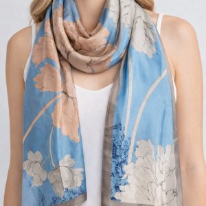 Φουλάρι Satin Pastel Bloom Sky Blue