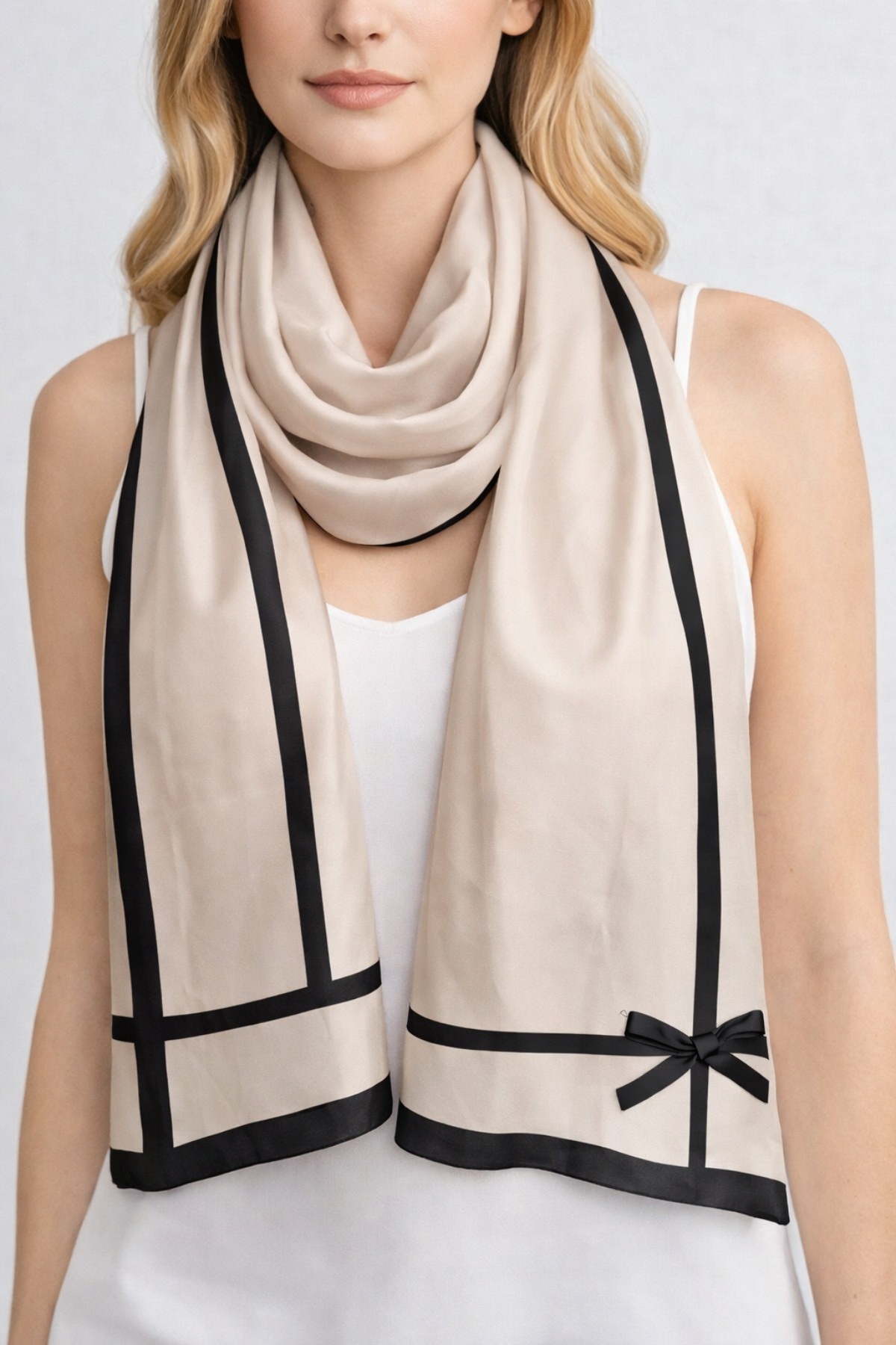 Φουλάρι Satin Nude Minimal Bow